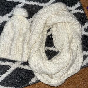 White hat and white scarf